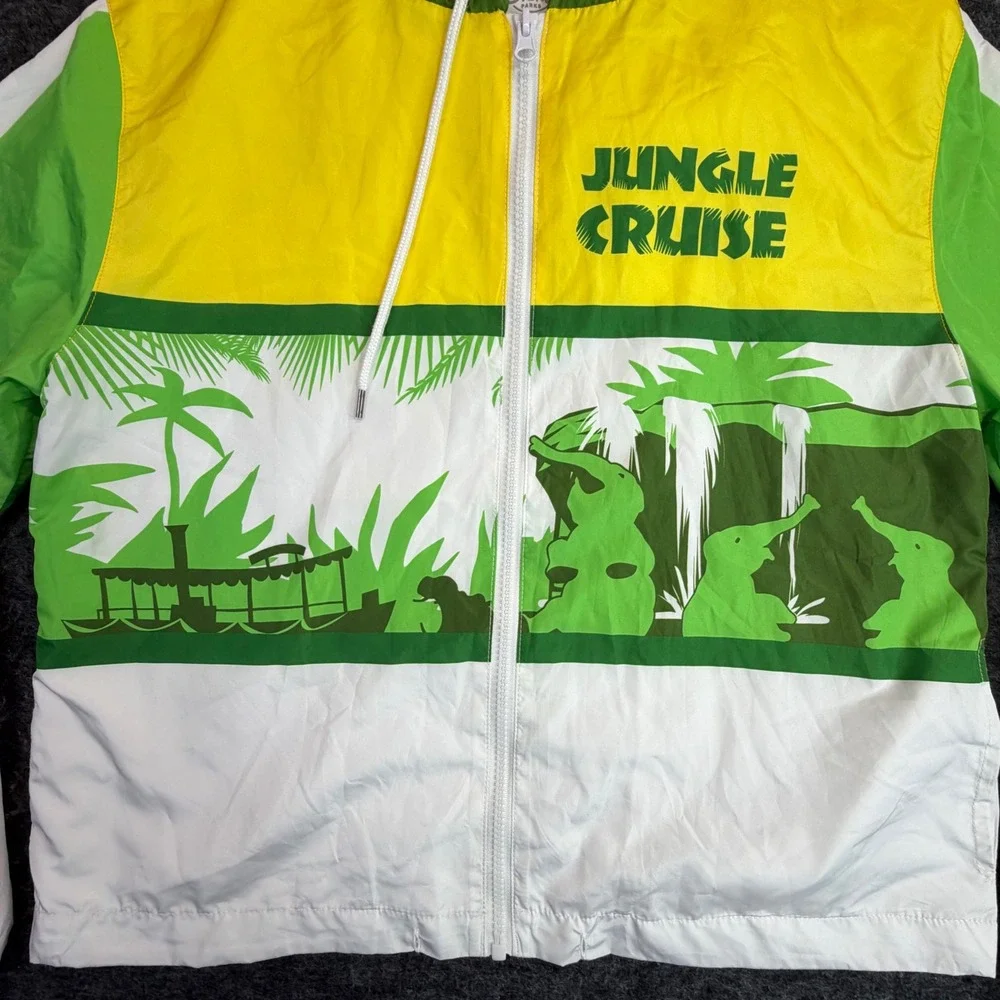 Disney Parks Jungle Cruise Windbreaker Women Small Multicolor Zip Hooded Jacket